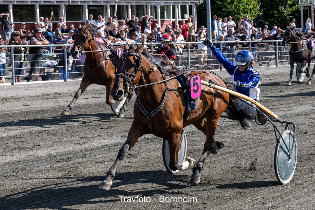 Winston E M med Michala Haagensen 17 august 2024 Fotograf Torben Ager Travfoto Bornholm TKA 8213