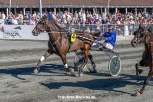 Leander Baunely med Kim Hjort 1. juli 2025 Fotograf Torben Ager Travfoto Bornholm TKA 4660