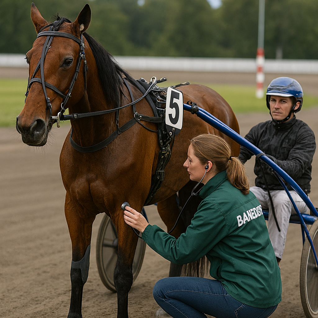 En travhest paa banen