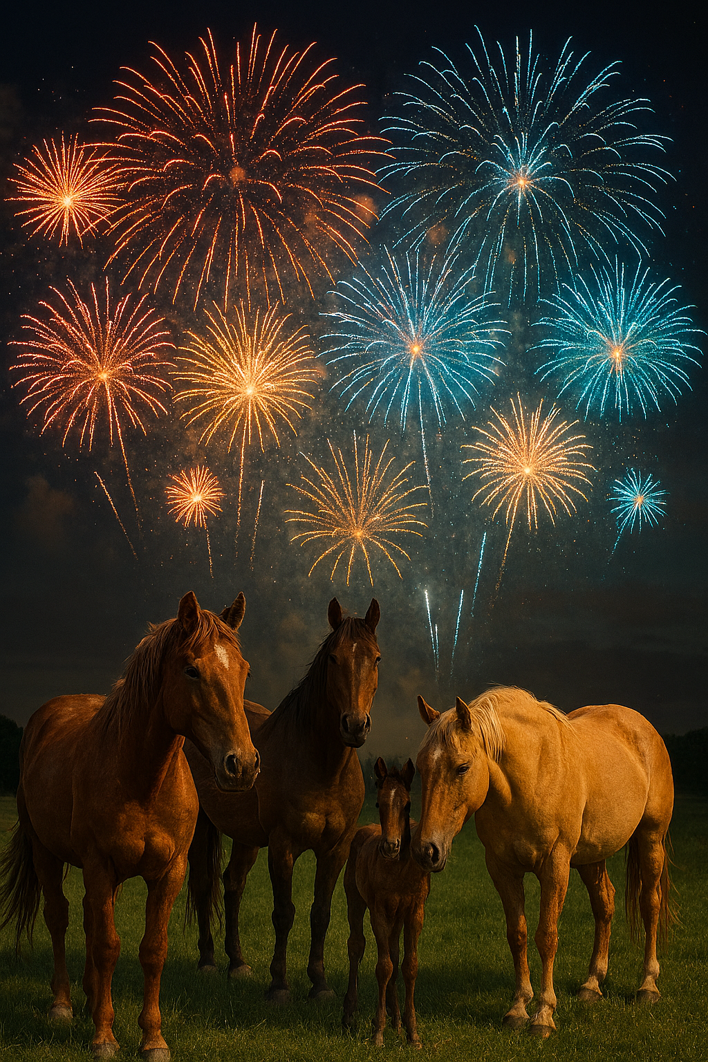 Horses standing peac